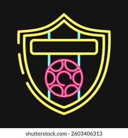 Icon team. Football and soccer elements. Icon in neon style.