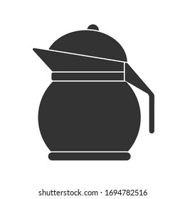 Icono de una tetera o jarra con una tapa. Ilustración de material vectorial. Diseño sencillo aislado en fondo blanco