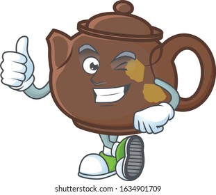 An icon of teapot making Thumbs up gesture