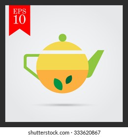 Icon of teapot with tea and mint leaves inside