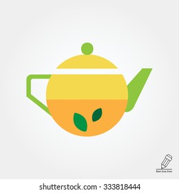 Icon of teapot with tea and mint leaves inside
