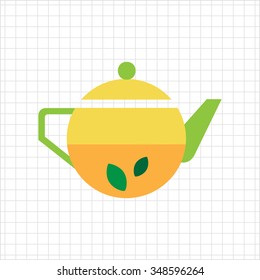 Icon of teapot with tea and mint leaves inside