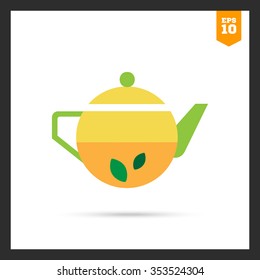 Icon of teapot with tea and mint leaves inside