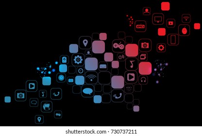 Icon Technology Blue Red Abstract Background