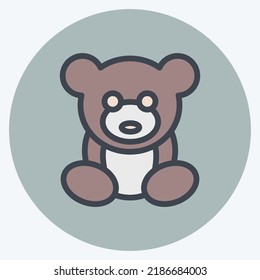 Icon Teddy Bear. suitable for Kids symbol. color mate style. simple design editable. design template vector. simple illustration