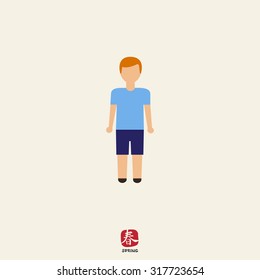 Icon of teenage boy wearing blue t-shirt and shorts