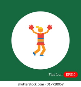Icon of teenage cheerleader girl holding pom poms