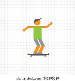 Icon of teenage skater boy