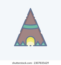 Icon Teepee. related to American Indigenous symbol. doodle style. simple design editable