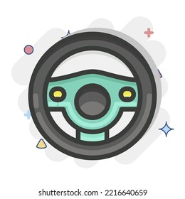 Icon teering Wheel. suitable for Automotive symbol. comic Style. simple design editable. design template vector. simple illustration