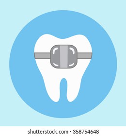 Icon teeth with braces.Dental orthodontics  design .Vector illustration.