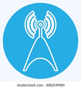 Icon Telecom Tower - Blue Eyes Style,Simple illustration,Editable stroke,Design template vector, Good for prints, posters, advertisements, announcements, info graphics, etc.