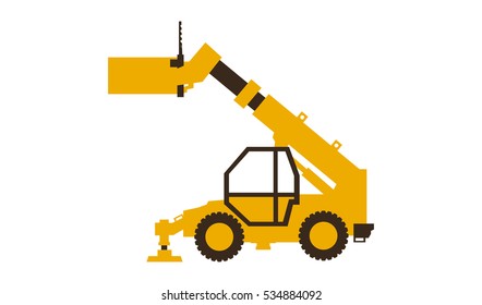 Icon telehandler. Construction machinery. Vector illustration. Flat style 