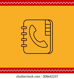 Icon of telephone book with telephone receiver on cover