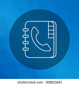 Icon of telephone book with telephone receiver on cover