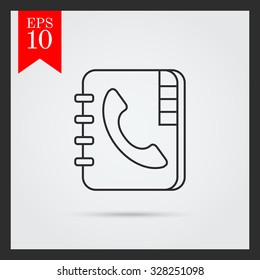 Icon of telephone book with telephone receiver on cover