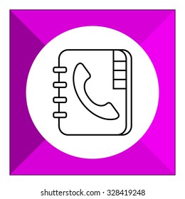 Icon of telephone book with telephone receiver on cover