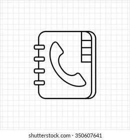 Icon of telephone book with telephone receiver on cover