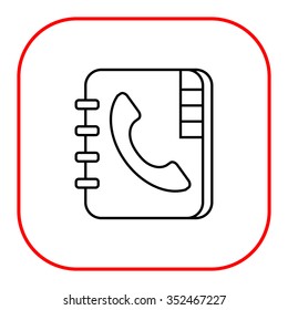 Icon of telephone book with telephone receiver on cover