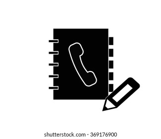 Icon of telephone book with telephone receiver on cover