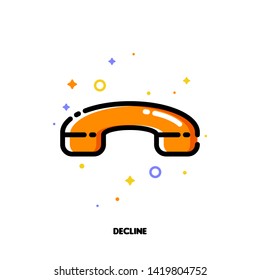 Icon of telephone handset which symbolizes decline phone call for help and support concept. Flat filled outline style. Pixel perfect 64x64. Editable stroke