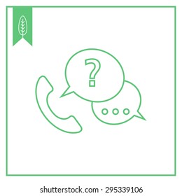Icon of telephone receiver with speech bubbles and question mark