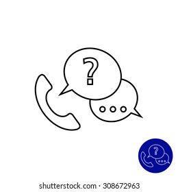 Icon of telephone receiver with speech bubbles and question mark
