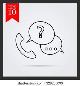 Icon of telephone receiver with speech bubbles and question mark