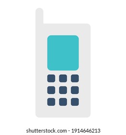 Ikonentelefon mit flachem Stil und blauer Farbe dominieren