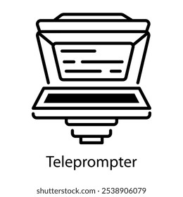 Ein Symbol des Teleprompters im Linienstil 