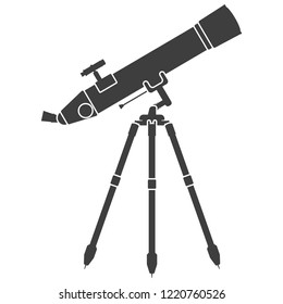 Icon telescope aimed at the stars. Vector on white background