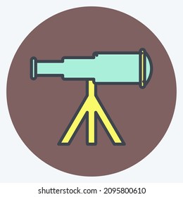 Icon Telescope on Stand - Color Mate Style - Simple illustration,Editable stroke,Design template vector, Good for prints, posters, advertisements, announcements, info graphics, etc.