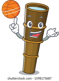 An icon of telescope Scroll cartoon character playing basketball