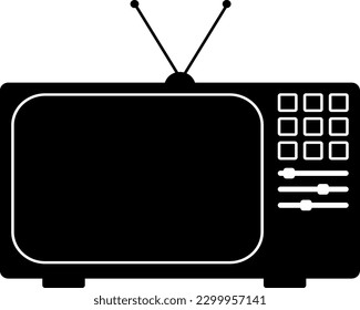 icon television in glyph with black background. suitable for poster, ui ux, or graphic design ,etc