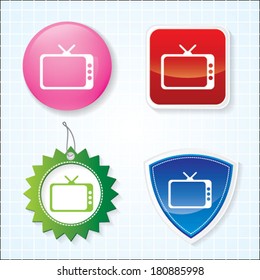 Icon of television on four different buttons. eps-10.