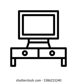 Icon television in outline style. vector illustration and editable stroke. Isolated on white background.