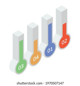 Icon of temperature chart in isometric design