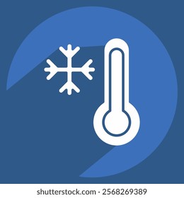 Icon Temperature. related to Winter symbol. long shadow style. simple illustration