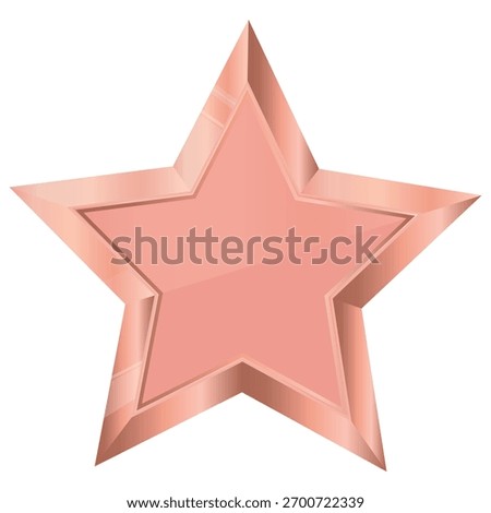 icon template of a copper star with a metal texture and a pink gradient without labels and text, for awards, achievements or rating icons