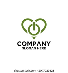 icon template design with heart and power button.