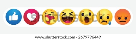 icon template face tear smile sad hug love like Lol cry set, laughter emoji character message high quality vector round yellow cartoon bubble emoticons comment social media chat comment reaction