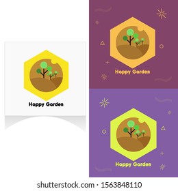Icon Template for Happy Garden. Vector Illustration Concept Design.