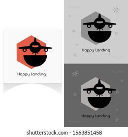 Icon Template for Happy Landing. Vector Illustration Concept Design.