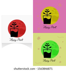 Icon Template for Happy Plant. Vector Illustration Concept Design.