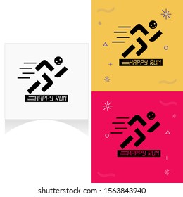 Icon Template for Happy Run. Vector Illustration Concept Design.