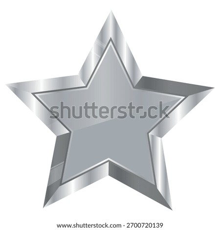 icon template of a silver star with a metal texture and a silver gradient without labels and text, for awards, achievements or rating icons