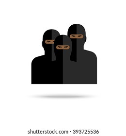 Icon of terrorists on white background. Flat design, vector illustration. Flat design, vector illustration.