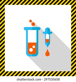 Icon of test tube with bubbling liquid and pipette with droplet