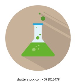 Icon of a test tube in flat style. Vector illustration. School and chemistry concept.