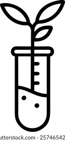 Icon of a Test Tube with a Plant Growing from It – Vector Illustration.test tube, plant icon, vector illustration, plant growing, science icon, eco symbol, sustainability, nature, growth, biology, 